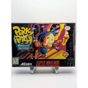Porky Pig's Haunted Holiday (SNES Super Nintendo, 1995) Game & Box, Tested Works